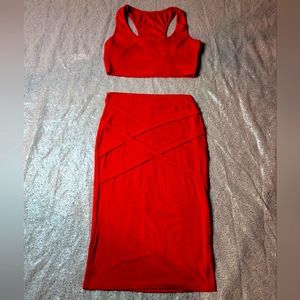 ♡ Red 2 Piece Cotton Body-Con ♡